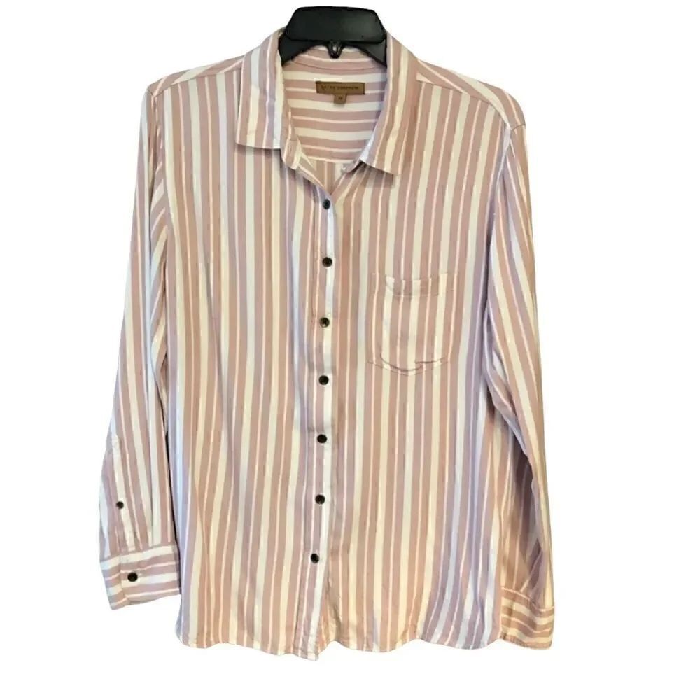 Zach’s
Girlfriend L Pink Relaxed Striped Button Long Sleeve Shirt